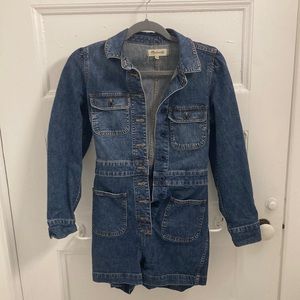 Madewell Denim Romper Jumpsuit in Blue
